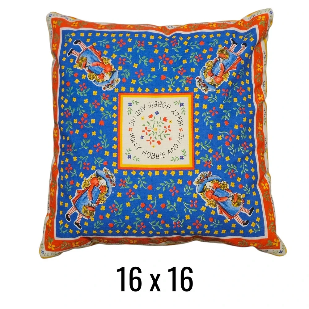 Vintage Holly Hobbie Pillow 16x16 Tooth Fairy Pocket Cottagecore Nursery